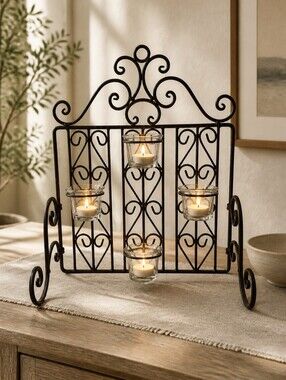 Vintage Ornamental Iron 4 Tealight Candle Holder